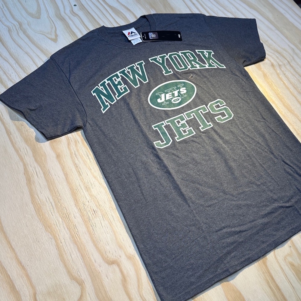 Majestic Mens New York Jets NFL Graphic T-Shirt Charcoal Gray Size M NWT